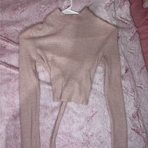 Beige Knit Open-Back Sweater